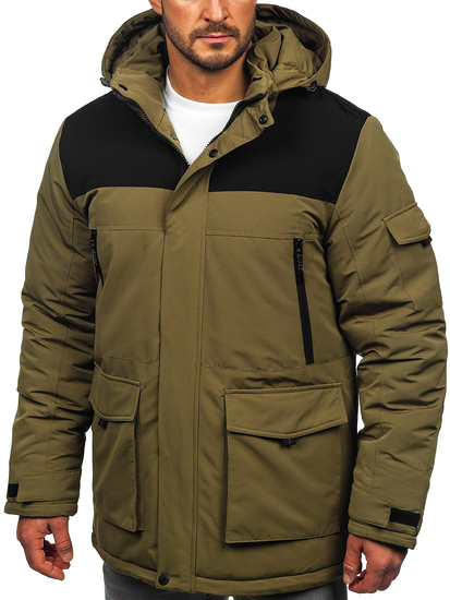 Homme Blouson d'hiver à capuche Khaki Bolf 22M322