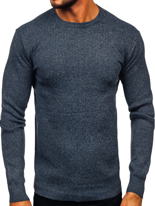Pull pour homme bleu foncé Bolf S8309