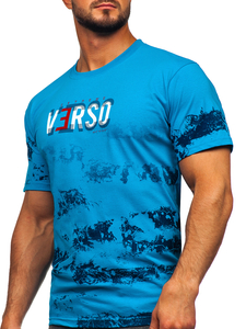 Tee-shirt en coton pour homme turquoise Bolf 14723