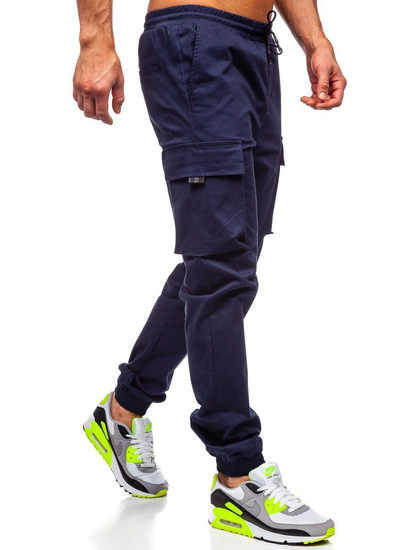 Bleu foncé pantalon jogger cargo pour homme Bolf 701  