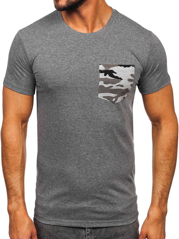 Tee-shirt imprimé avec petite poche camo pour homme graphite Bolf 8T85