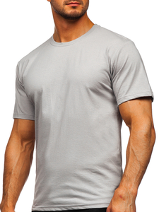 T-shirt homme en coton gris uni Bolf 192397