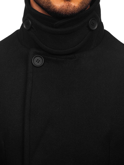 Homme Manteau d'hiver croisé courte Noir Bolf 11Z8215