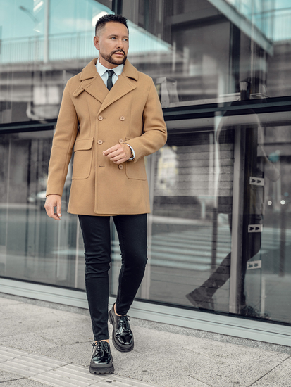 Manteau homme d’hiver à double boutonnage court couleur camel Bolf 11Z8215A