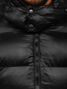 Homme Blouson d'hiver matelassée longue Noir Bolf 9971