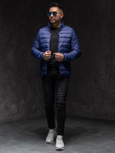 Homme Blouson de transition matelassé Bleu foncé Bolf LY33A1