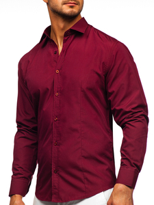 Chemise élégante bordeaux à manches longues pour homme Bolf 1703