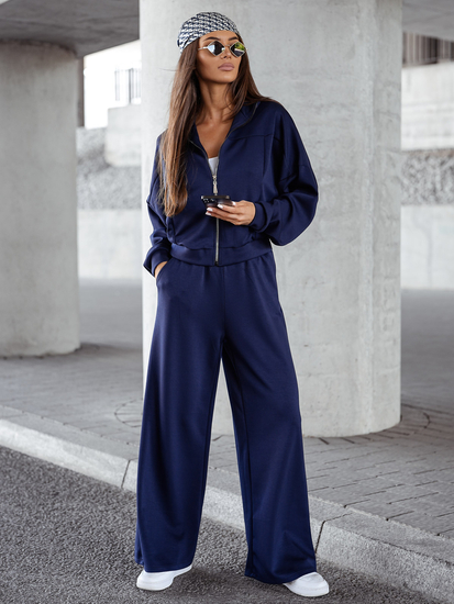 Survêtement zippé deux pièces femme beurre bleu marine Bolf 821109