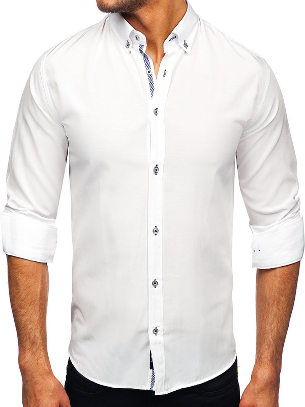 Chemise à manches longues blanche pour homme Bolf 20717