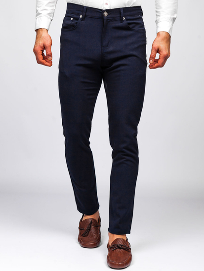 Pantalon en tissu chino pour homme bleu foncé Bolf 0004
