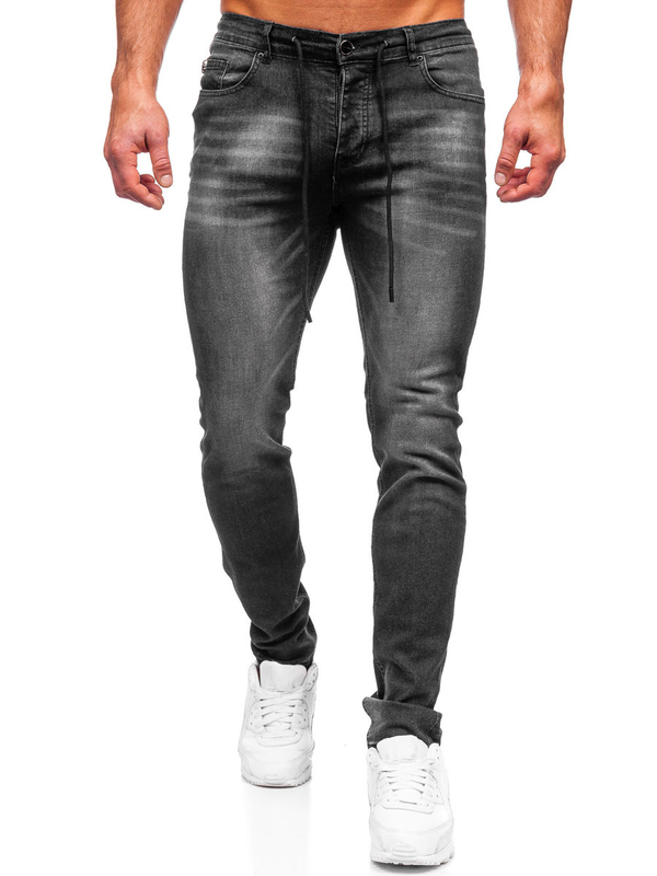 Pantalon en jean regular fit pour homme noir Bolf MP021N