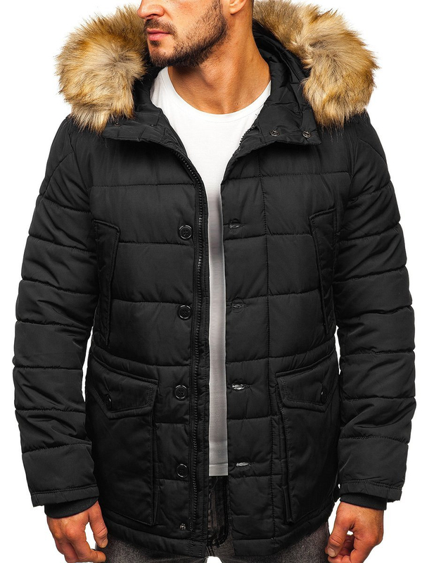 Blouson d'hiver parka pour homme noir Bolf JK361