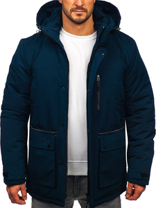 Homme Blouson d'hiver parka Bleu foncé Bolf 22M323