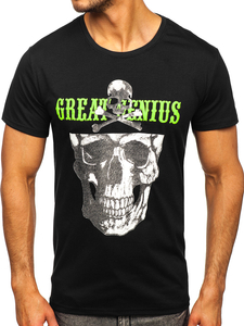 Tee-shirt noir avec imprimé pour homme Bolf Y70020