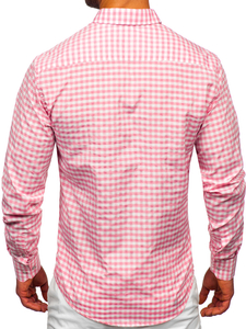 Homme Chemise à carreaux vichy à manche longue Rose Bolf 22747