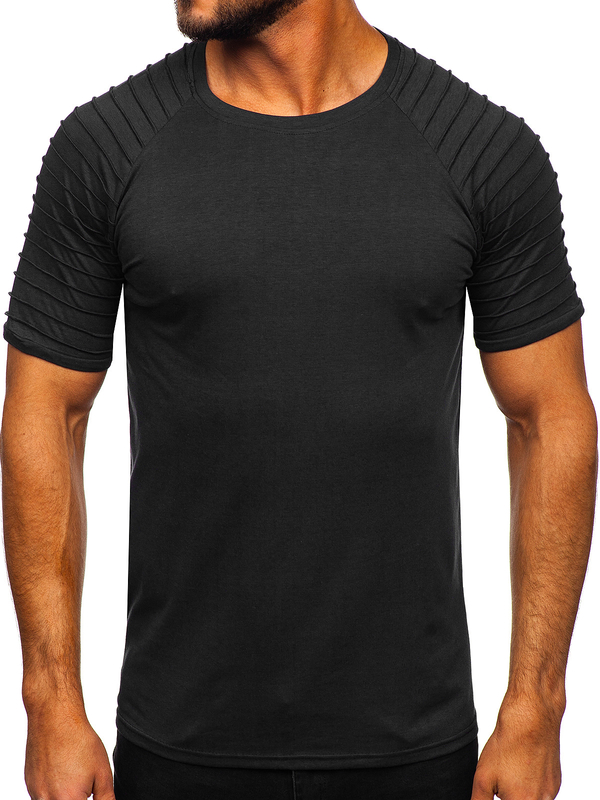 Tee-shirt uni pour homme noir Bolf 8T88