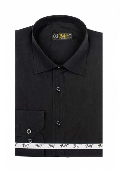 Chemise élégante noire à manches longues pour homme Bolf 1703