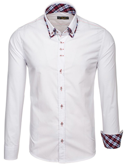La chemise élégante avec les manches longues pour homme blanche Bolf 2701