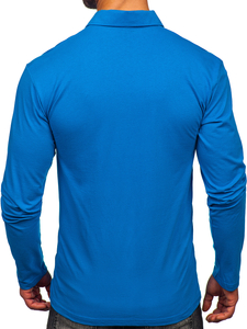 Homme Polo en coton à manches longues Bleu Bolf 5119
