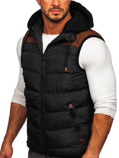 Gilet matelassé à capuche pour homme noir Bolf B5382