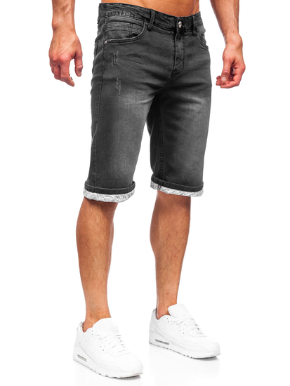 Pantalon court en jean noir pour homme Bolf K15004-2