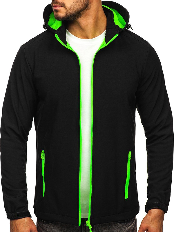 Homme Blouson softshell de transition Noir-Vert Bolf HH017