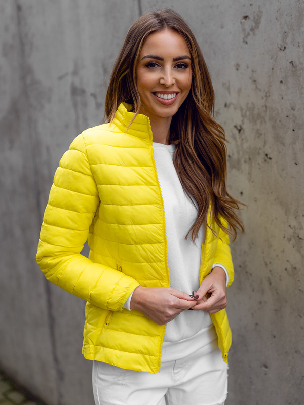 Blouson de transition à col montant matelassé pour femme jaune Bolf 1141A