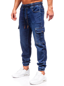 Homme Pantalon jogger cargo en jean Bleu foncé Bolf 8115