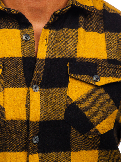 Chemise en flanelle à manche longue pour homme camel Bolf 20723