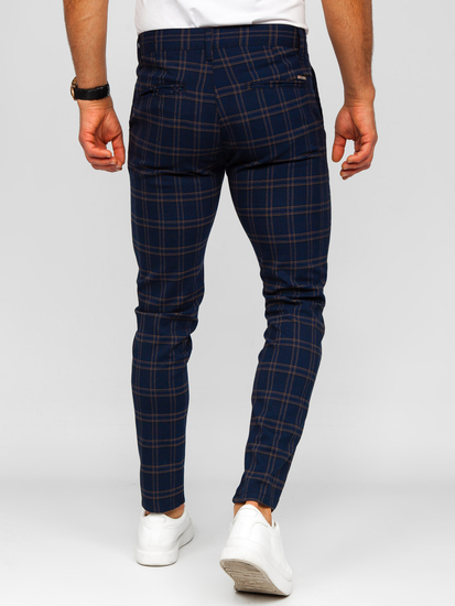 Homme Pantalon élégant à carreaux Bleu foncé Bolf 184189