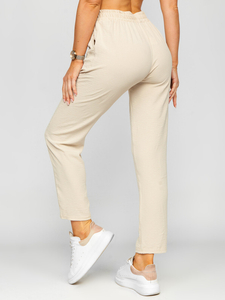 Pantalon en tissu pour femme beige Bolf W7325