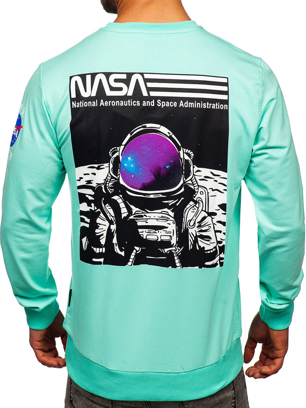 Sweat-shirt imprimé sans capuche pour homme vert menthe Bolf 6476