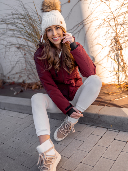 Blouson d'hiver de sport pour femme bordeaux Bolf HH012