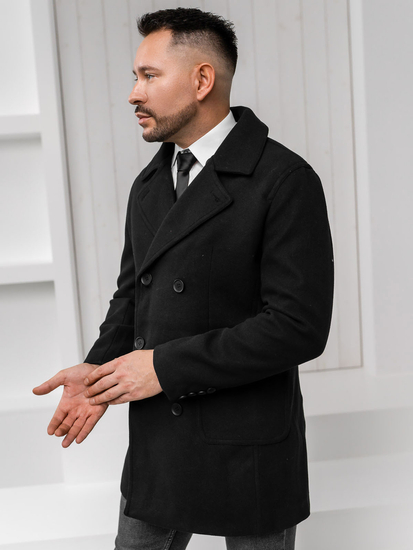 Homme Manteau d'hiver croisé courte Noir Bolf 11Z8215A1