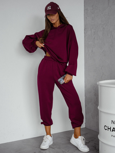 Ensemble de sweat-shirt à capuche deux pièces femme bordeaux Bolf 525