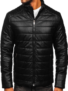 Blouson en cuir biker pour homme noir Bolf EX950
