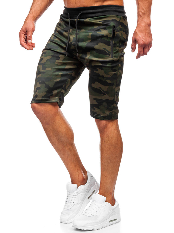 Le pantalon court de sport camo pour homme kaki Bolf HL9217