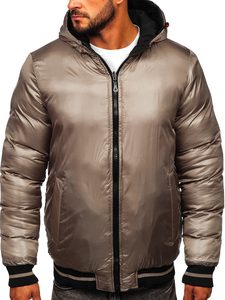 Blouson d'hiver matelassé réversible pour homme noir-d'or Bolf 7417