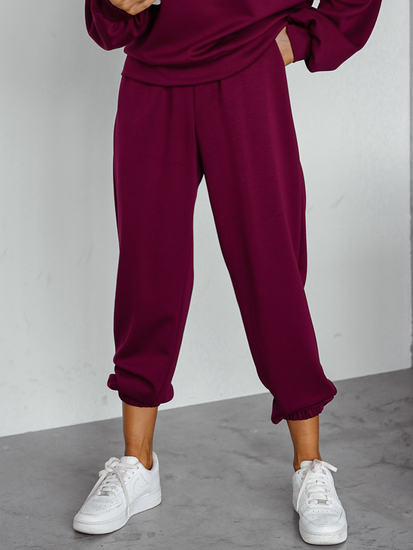 Ensemble de sweat-shirt à capuche deux pièces femme bordeaux Bolf 525