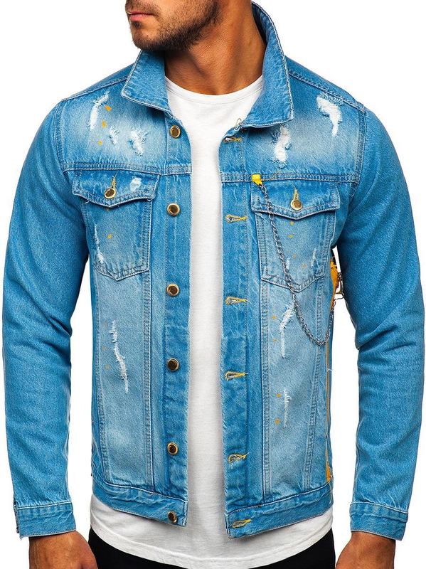 Blouson en jean pour homme bleu Bolf 3-4