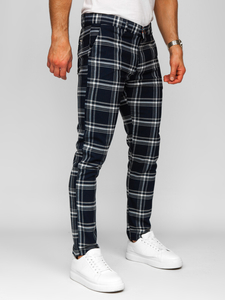 Homme Pantalon élégant à carreaux Bleu foncé Bolf 184144