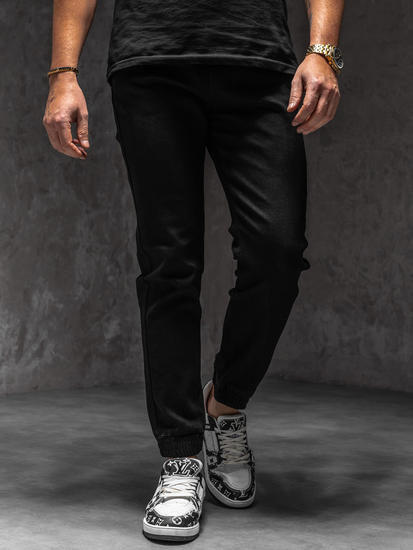 Homme Pantalon de jogging en jean Noir Bolf 8162A1