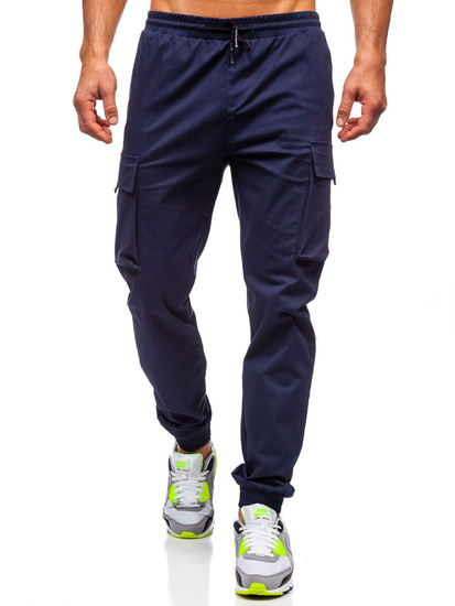Bleu foncé pantalon jogger cargo pour homme Bolf 701  