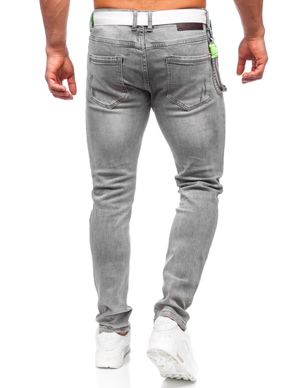 Homme Pantalon en jean slim fit avec ceinture Graphite Bolf KX953
