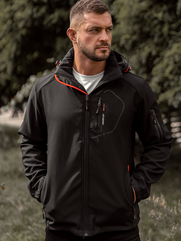 Blouson softshell de transition pour homme noir-orange Bolf WX088A