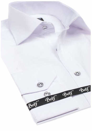 Chemise élégante blanche à manches longues pour homme Bolf 1703