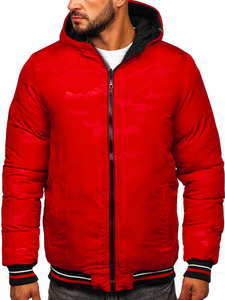 Blouson d'hiver matelassé réversible pour homme noir-rouge Bolf 7410