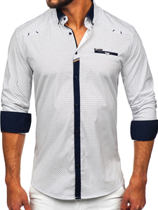 Chemise élégante à manches longues pour homme blanche Bolf 19603