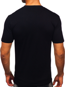 Homme T-shirt imprimé en coton Noir Bolf MPO3484