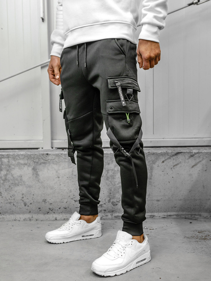 Homme Pantalon jogger cargo Noir Bolf HSS015A
